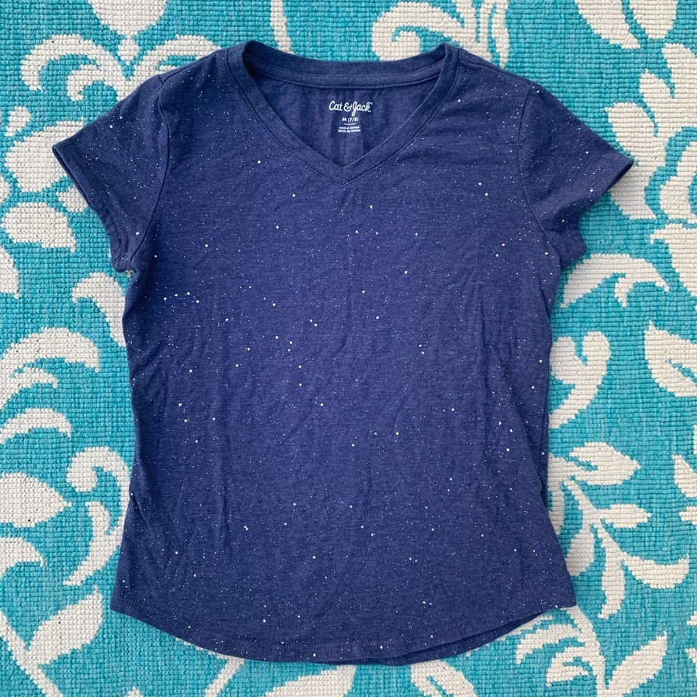 Sparkly ✨ V-neck girls “T”